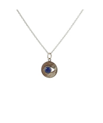 Collier argent oxydé oeil et pierre shop