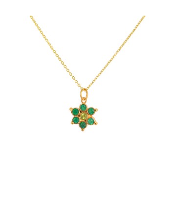 Collier doré et fleur en pierre naturelle ouvre sa boutique