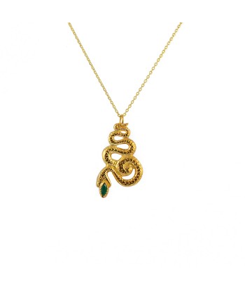 Collier doré pendentif serpent et pierre les ligaments