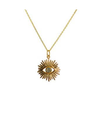 Collier doré oeil soleil et pierre offre 