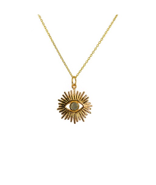 Collier doré oeil soleil et pierre offre 