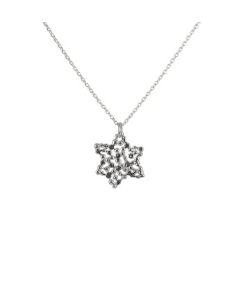 Collier argent 925 et étoile de David texturée Amélioration de cerveau avec