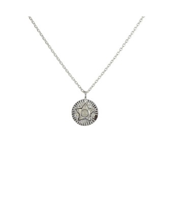 Collier argent 925 médaille étoile et pierre pas chere