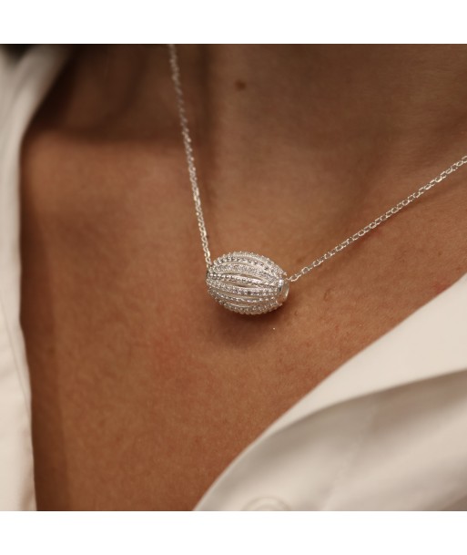 Collier argent 925 pendentif graine et zircons Les magasins à Paris