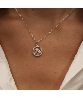 Collier argent 925 pendentif étoile de david et zircons Les magasins à Paris et en Île-de-France