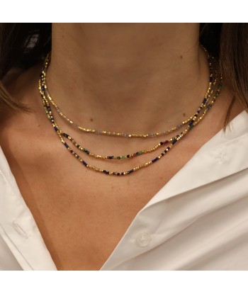 Collier ras de cou perles dorées et pierre Découvrez la collection