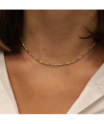 Collier ras de cou perles dorées et pierre Découvrez la collection