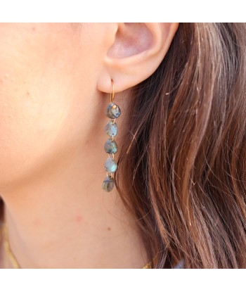 Boucles dorées 5 pierres labradorite en stock