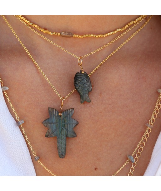 Collier doré et palmier en pierre naturelle à prix réduit toute l'année