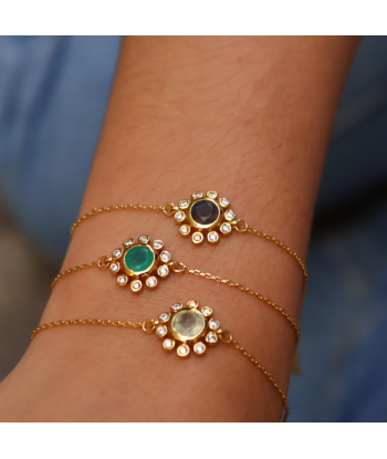 Bracelets fleurs pierres et zircons blanc de pas cher