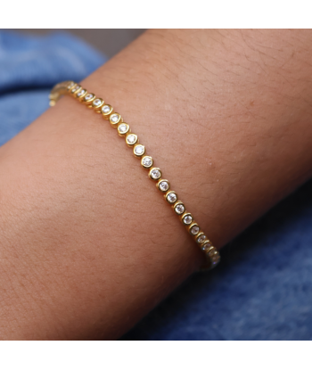 Bracelet tennis doré et zircons 2mm Véritable concentré