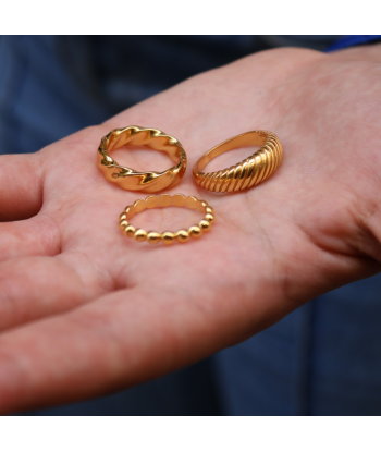 Bague dorée vagues torsadée de pas cher